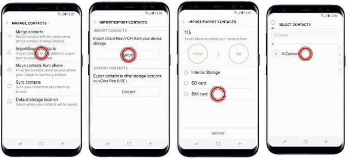 как перенести контакты на сим карту самсунг