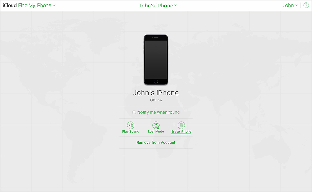 Сбросить пароль в Find My iPhone